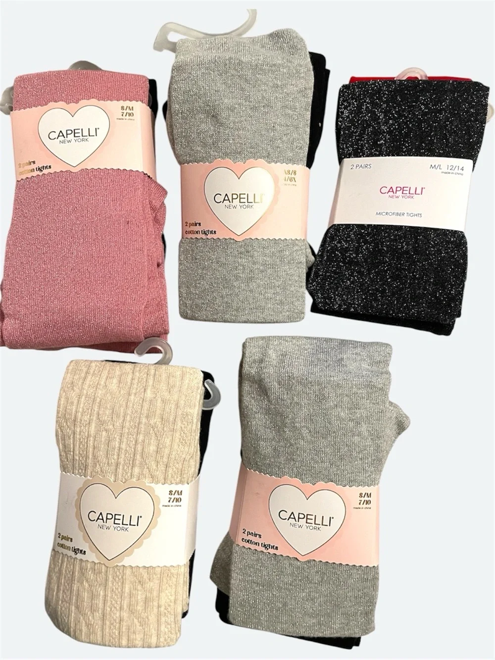 Bundle 10 Pairs Capelli New York Girls Tights Assorted Sizes NWT